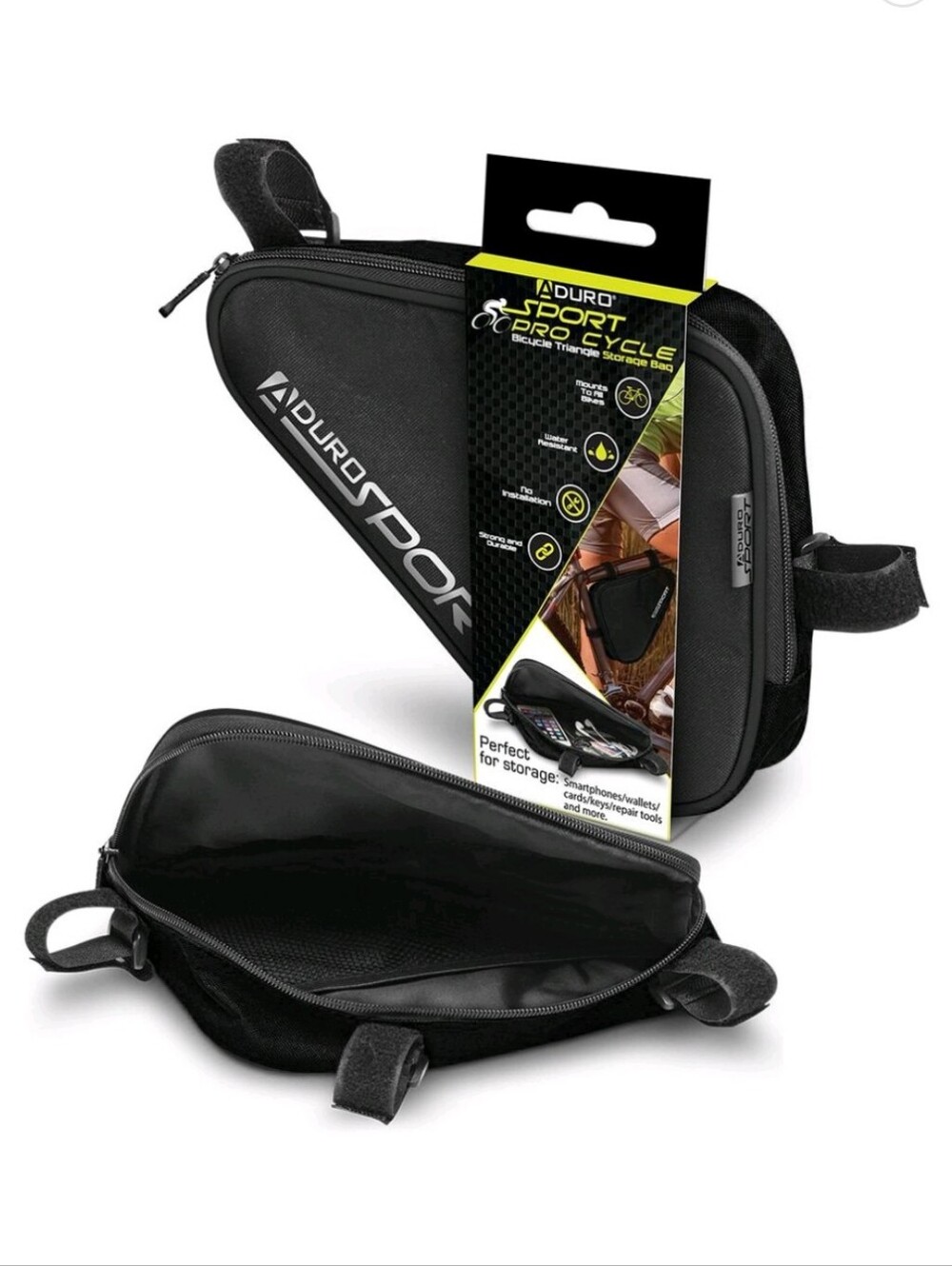 Aduro Sport Saddle Frame Pouch Bicycle Frame Bag, 1.5L Capacity - Black #3